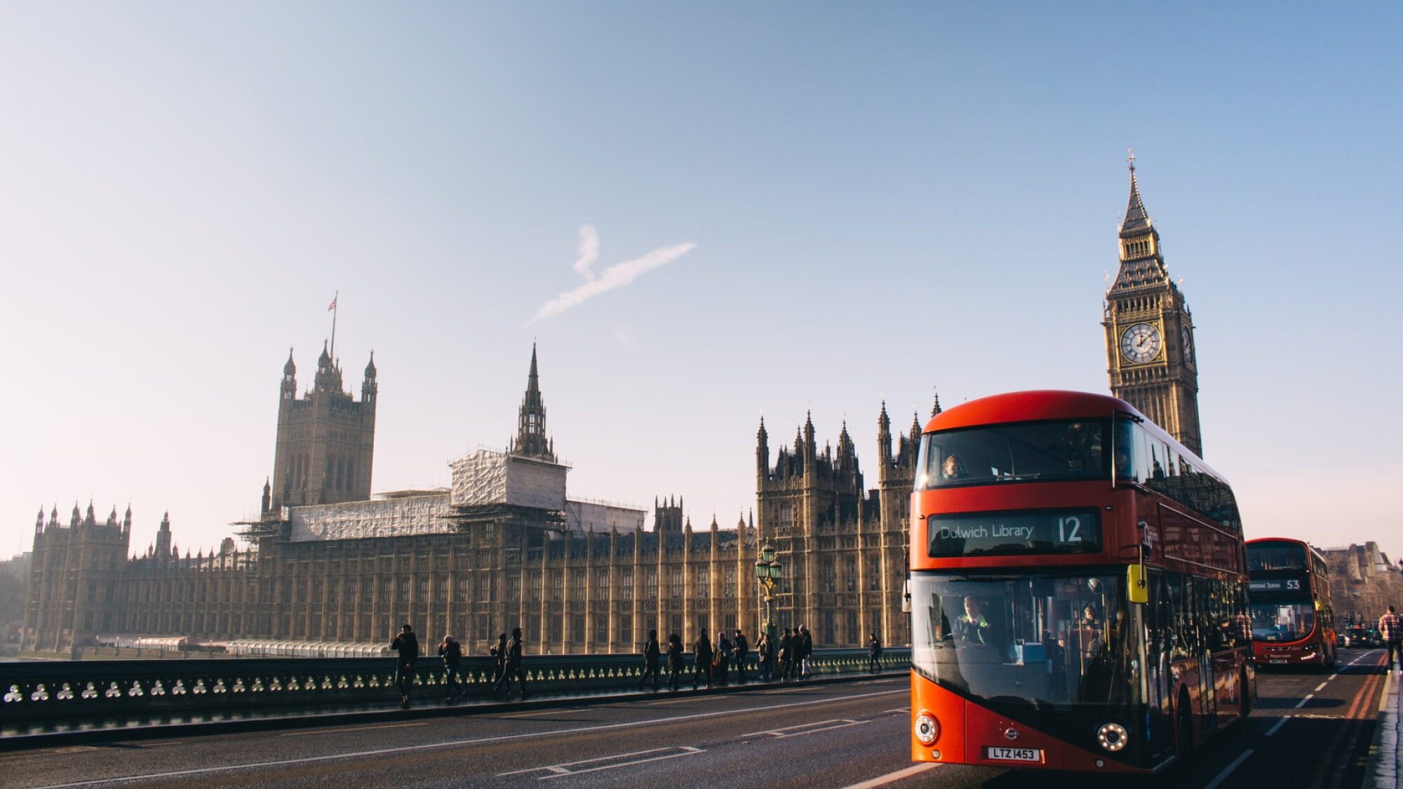 London bus near Westminster