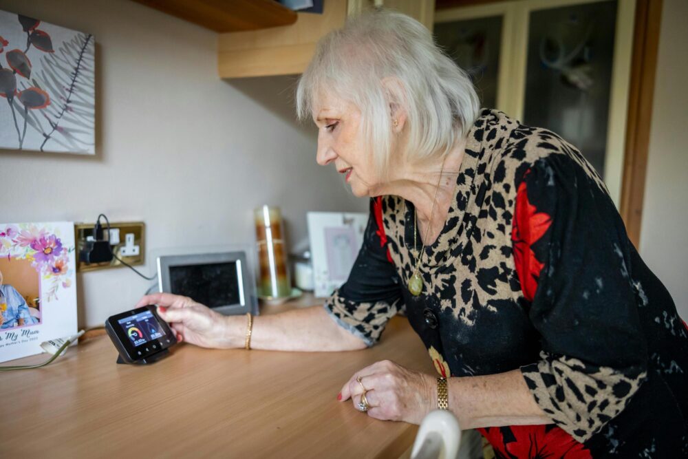 Woman looking smart meter